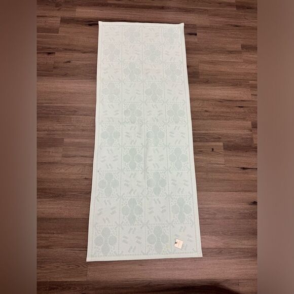 Anthropologie Mint Green/Blue Tile Patterned Bath Mat 23x58” - Picture 1 of 7